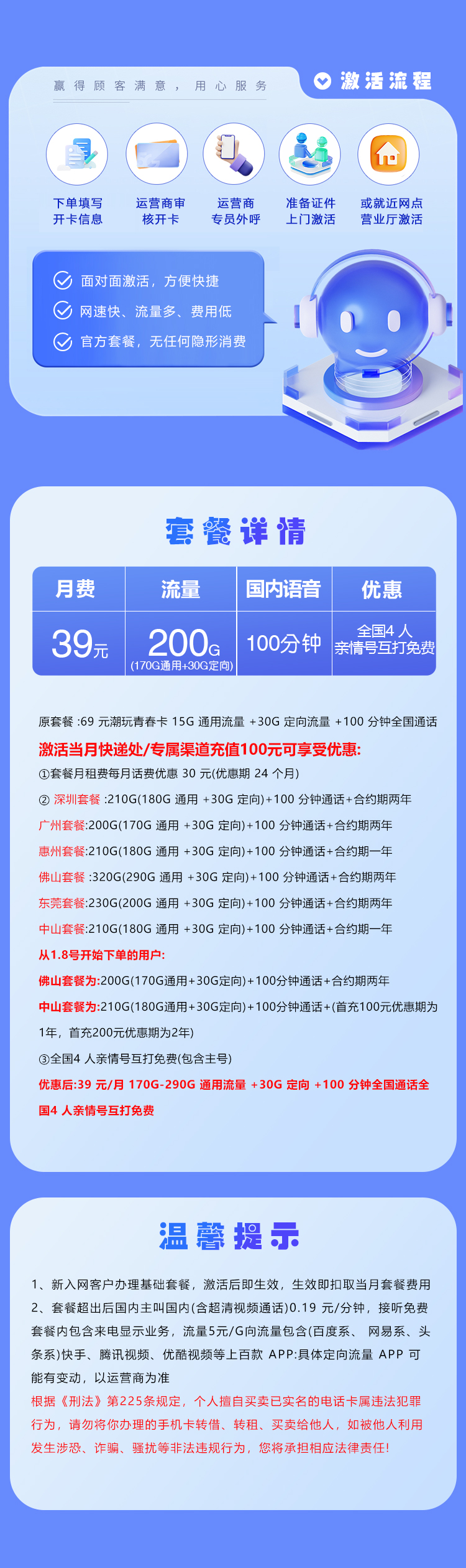 172号卡官方发布：广东移动省内专属卡【39元200G+100分钟】  第2张